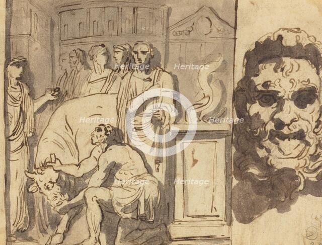 Ancient Sacrifice and Head of a Satyr. Creator: Felice Giani.