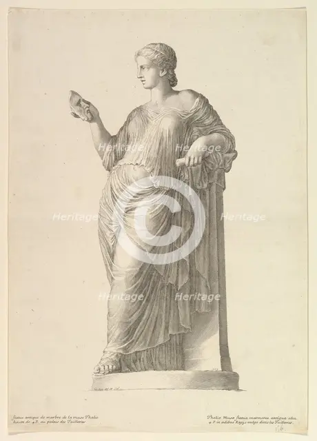Ancient Statue of the Muse Thalia, 1669. Creator: Claude Mellan.