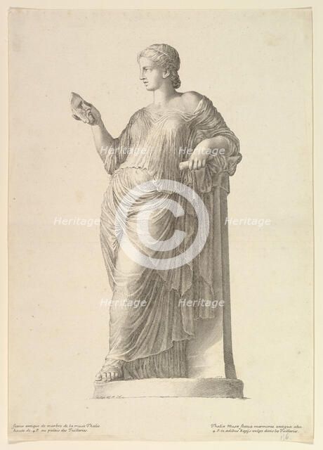 Ancient Statue of the Muse Thalia, 1669. Creator: Claude Mellan.