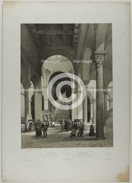 Ancona: Interior of St. Syriacus, plate 38 from Italie Monumentale et Pittoresque, c. 1848. Creator: Nicolas-Marie-Joseph Chapuy.