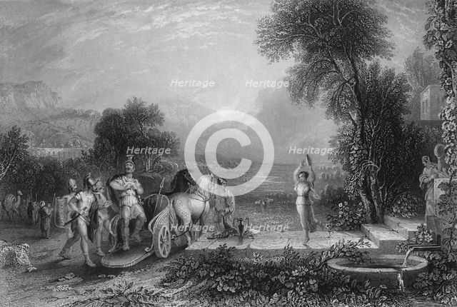 'And Jephthah came...unto his house, & behold, his daughter came out to meet him', 19th century? Creator: W Floyd.