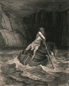 And, lo ! Towards us in a bark comes an old man c1890. Creator: Gustave Doré