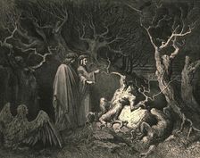 And straight the trunk exclaim'd, "Why pluck'st thou me?" c1890. Creator: Gustave Doré