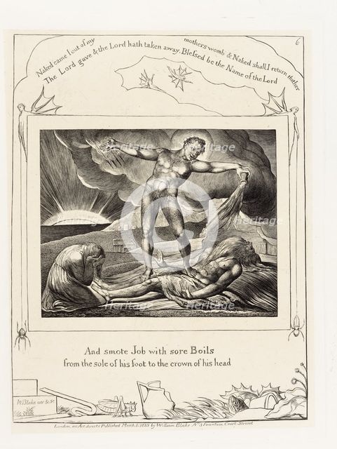 'And smote Job with sore Boils from the sole of his foot to the crown of his head', 1825. Creator: William Blake.