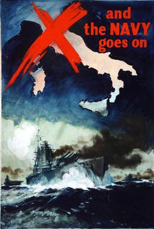 And the Navy Goes on British propaganda poster, World War II, c1943. Creator: Harold Forster