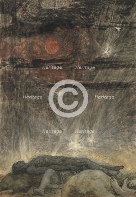 and the sun became black as sackcloth, the full moon became like blood. (Revelation 6:12-13), 1910. Creator: Stock, Henry John (1853-1930).