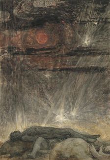 and the sun became black as sackcloth, the full moon became like blood. (Revelation 6:12-13), 1910. Creator: Stock, Henry John (1853-1930)
