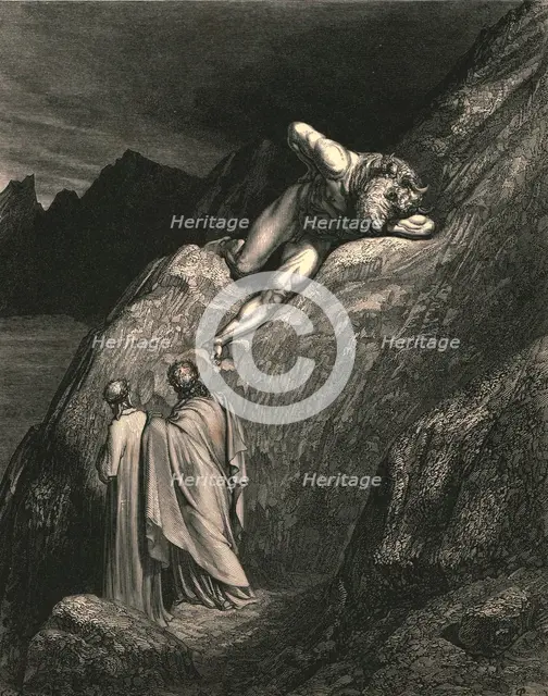 'And there at point of the disparted ridge lay stretch'd the infamy of Crete', c1890.  Creator: Gustave Doré.