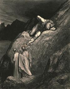 And there at point of the disparted ridge lay stretch'd the infamy of Crete c1890. Creator: Gustave Doré