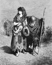 Andalusian Beggar and Daughter; An Autumn Tour in Andalusia 1875. Creator: Gustave Doré