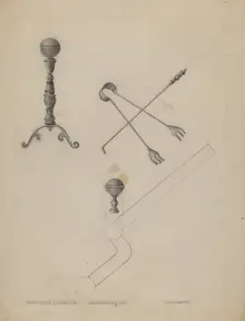 Andiron and Fireplace Set, 1935/1942. Creator: Ludmilla Calderon
