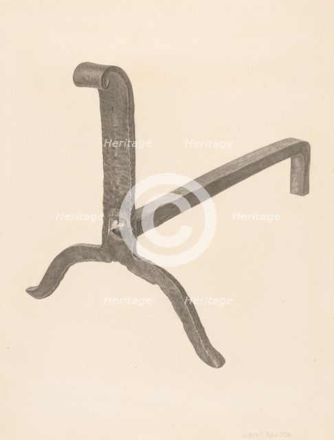 Andiron, c. 1939. Creator: Albert Taxson.