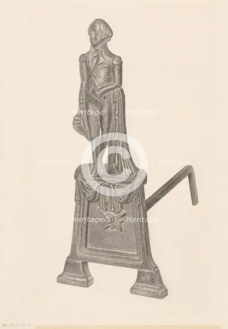 Andiron, c. 1939. Creator: Herman Bader.