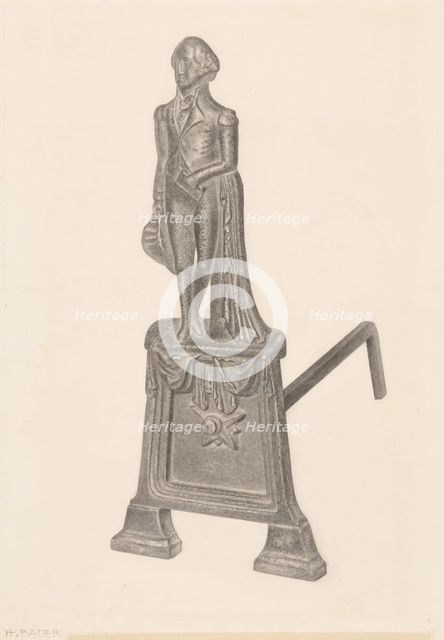 Andiron, c. 1939. Creator: Herman Bader.