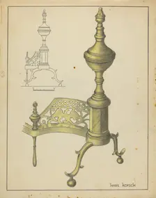 Andiron, c. 1953. Creator: Hans Korsch