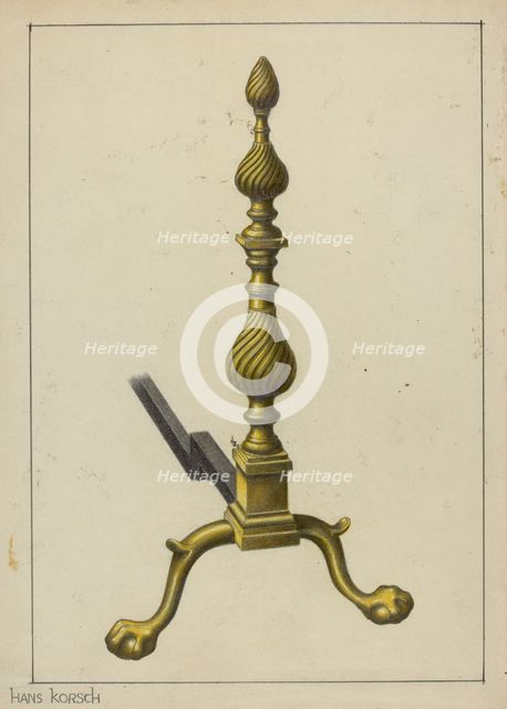 Andiron, c. 1953. Creator: Hans Korsch.