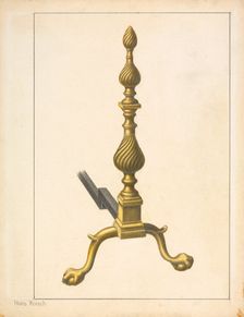 Andiron (one of pair), 1935/1942. Creator: Hans Korsch