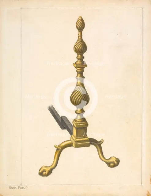 Andiron (one of pair), 1935/1942. Creator: Hans Korsch.