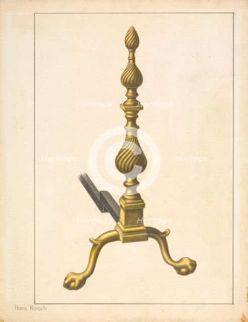 Andiron (one of pair), 1935/1942. Creator: Hans Korsch.