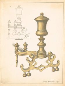 Andiron (one of pair), 1936. Creator: Hans Korsch
