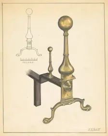 Andiron (one of pair), c. 1935. Creator: Jack Staloff