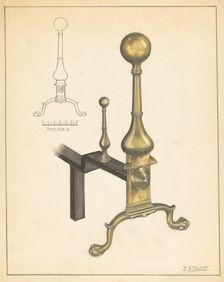 Andiron (one of pair), c. 1935. Creator: Jack Staloff