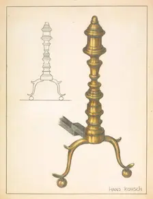 Andiron (one of pair), c. 1936. Creator: Hans Korsch