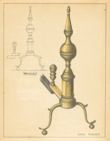 Andiron (one of pair), c. 1936. Creator: Hans Korsch