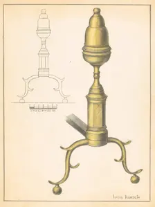Andiron (one of pair), c. 1936. Creator: Hans Korsch