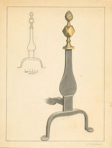 Andiron (one of pair), c. 1936. Creator: Jack Staloff