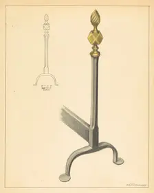 Andiron (one of pair), c. 1936. Creator: Jack Staloff