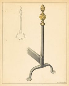 Andiron (one of pair), c. 1936. Creator: Jack Staloff