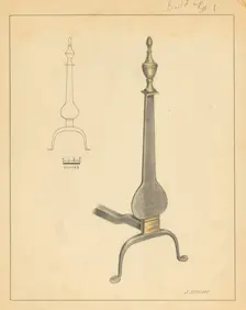 Andiron (one of pair), c. 1936. Creator: Jack Staloff