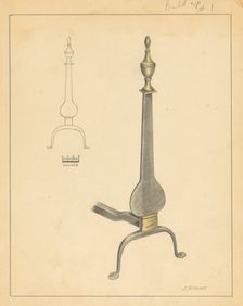 Andiron (one of pair), c. 1936. Creator: Jack Staloff