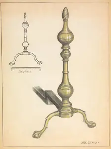 Andiron (one of pair), c. 1936. Creator: Jack Staloff