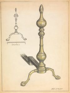 Andiron (one of pair), c. 1936. Creator: Jack Staloff