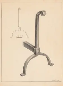 Andiron (one of pair), c. 1936. Creator: Jack Staloff