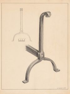 Andiron (one of pair), c. 1936. Creator: Jack Staloff
