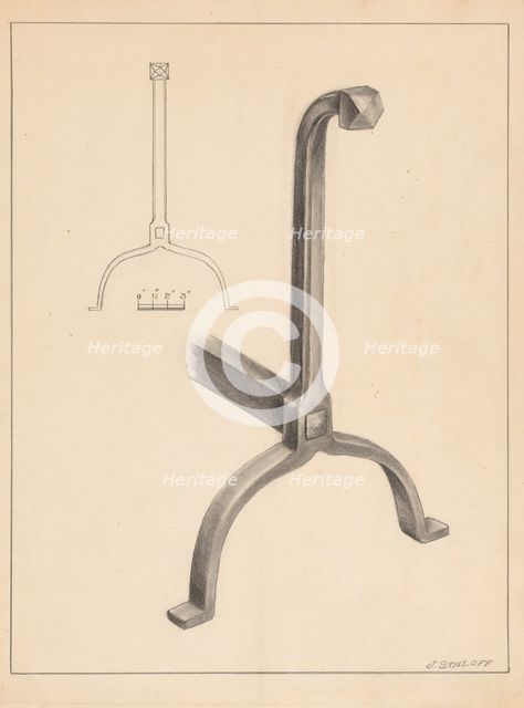 Andiron (one of pair), c. 1936. Creator: Jack Staloff.
