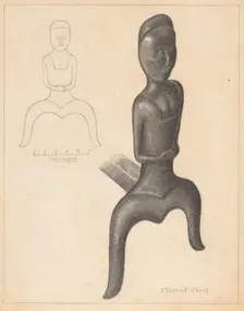 Andiron (one of pair), c. 1936. Creator: Mildred Ford