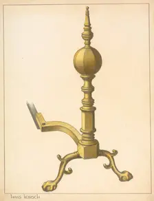 Andiron (one of pair), c. 1937. Creator: Hans Korsch