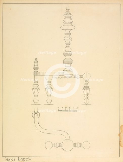 Andiron (one of pair), c. 1937. Creator: Hans Korsch.