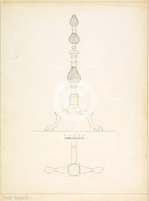 Andiron (one of pair), c. 1937. Creator: Hans Korsch.