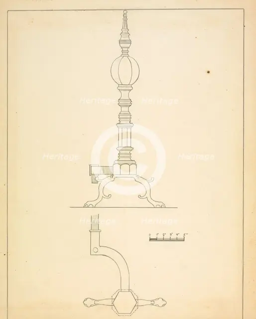 Andiron (one of pair), c. 1937. Creator: Hans Korsch.