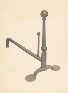 Andiron (one of pair), c. 1938. Creator: Gordon Sanborn