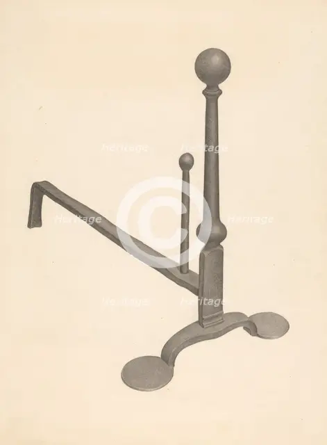Andiron (one of pair), c. 1938. Creator: Gordon Sanborn.