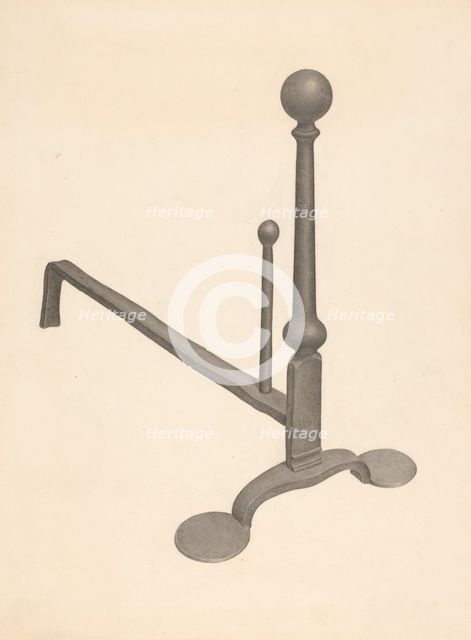 Andiron (one of pair), c. 1938. Creator: Gordon Sanborn.