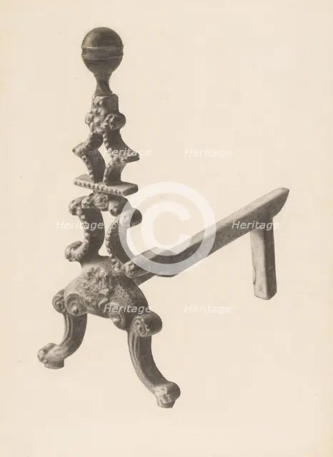 Andiron (one of pair), c. 1938. Creator: Herman Bader.