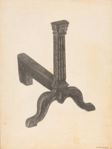 Andiron (one of pair), c. 1938. Creator: Herman Bader