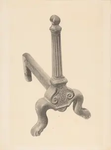 Andiron (one of pair), c. 1938. Creator: Herman Bader